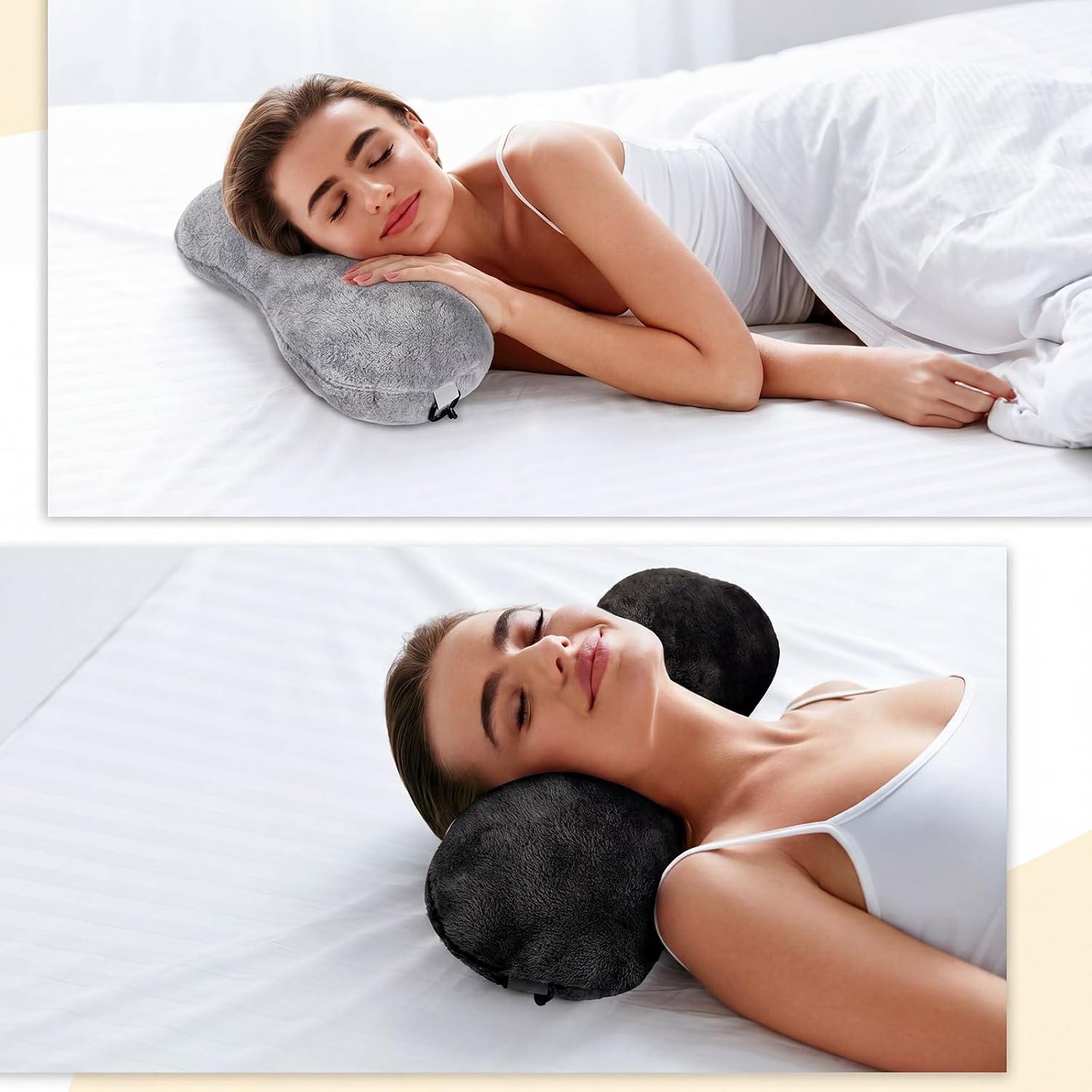 Colingmill 2 Pcs Neck Pillow for Recliner Headrest Pillow Bone Shaped Chair Plush with Adjustable Strap Neck Support and Curve Head Cushion…
