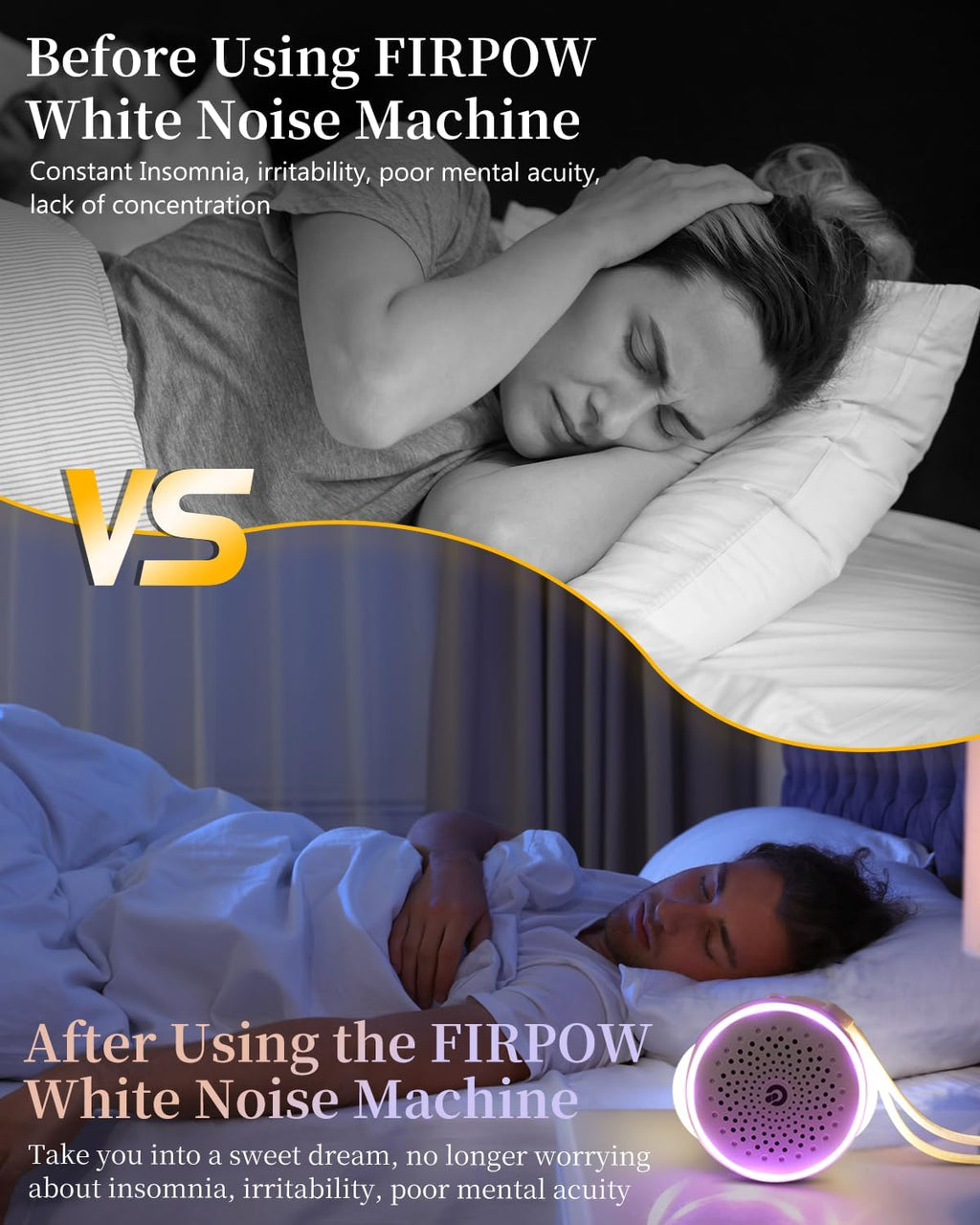 White Noise Sound Machine with 27 Soothing Sounds, Sleep Sound Timer and Memory Function - Portable Sound Machine for Baby and Adult at…