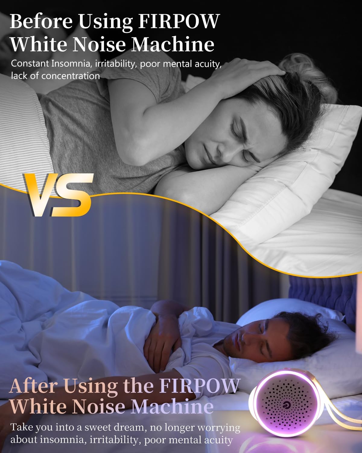 White Noise Sound Machine with 27 Soothing Sounds, Sleep Sound Timer and Memory Function - Portable Sound Machine for Baby and Adult at…
