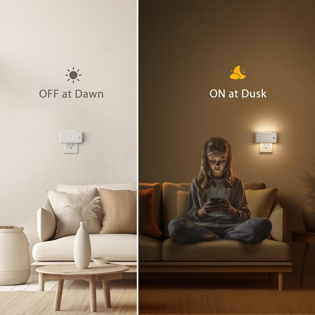 Briignite Motion Sensor Night Light, 2 Packs LED Night Lights Plug into Wall, 0-100LM Dimmable Night Light with Dusk to Dawn Sensor…