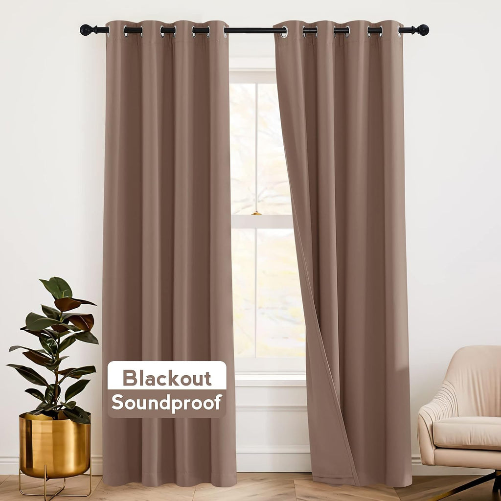 Rybhome RYB HOME Noise Cancelling Curtains - 3 Layers Blackout Curtains Privacy Window Treatment Thermal Insulated Room Divider Drapes for…