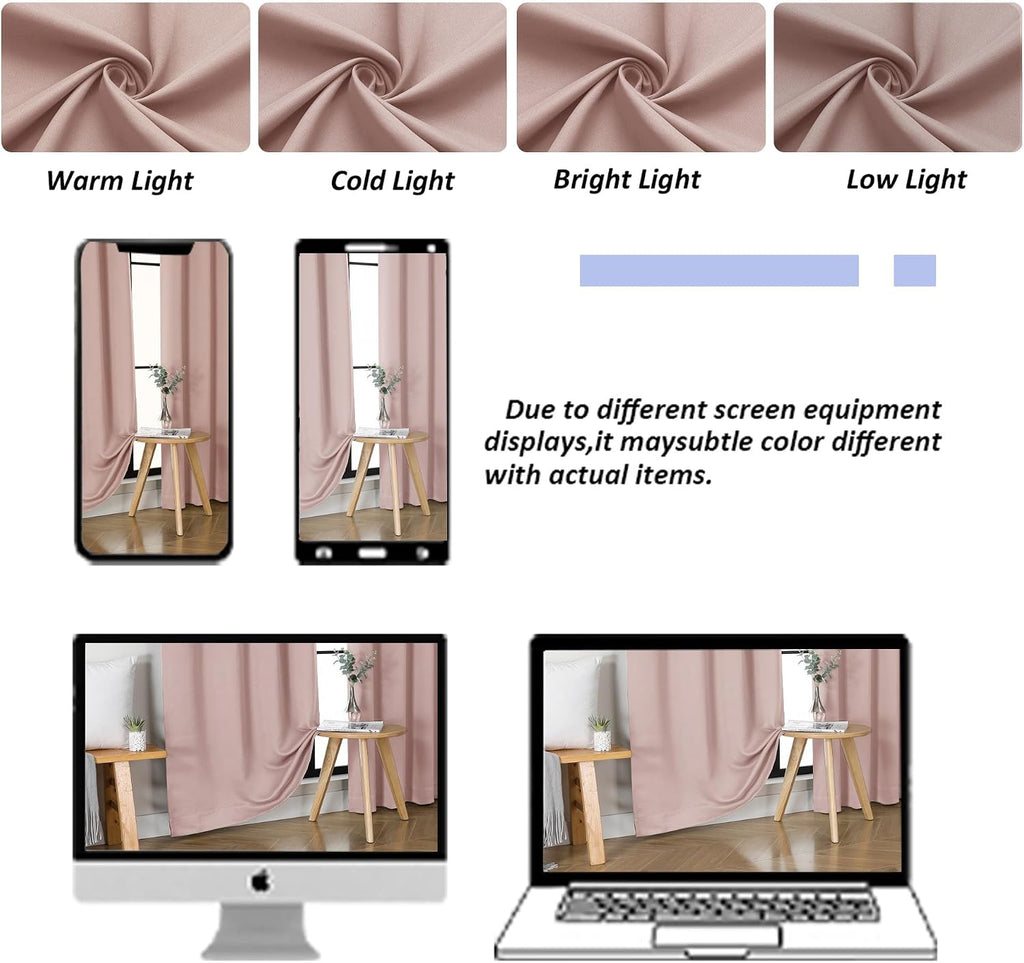 Simplebrand Blackout Extra 10ft Curtains for Patio 120 Inches Long 2 Panels Set, Solid Thermal Insulated Energy Saving Rod Pocket Window Tr…