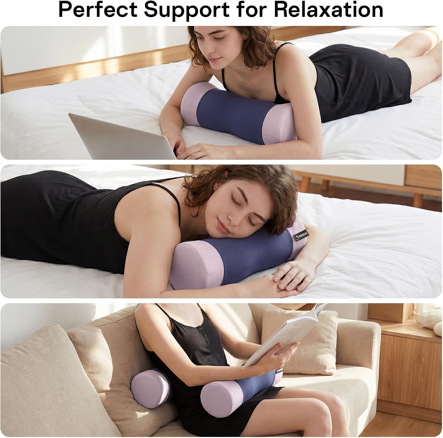 Neck Roll Pillow - Cooling Cover Round Neck Pillow for Sleeping - Memory Foam Cervical Roll Pillow - Ergonomic Bolster Pillow for Neck…
