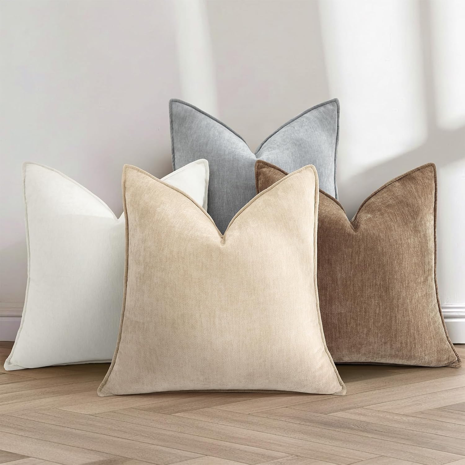 decorUhome Summer Couch Throw Pillow Covers 12x20 Set of 2, Decorative Soft Velvet Modern Cozy Chenille Lumbar Pillow Cases with Elegant De…