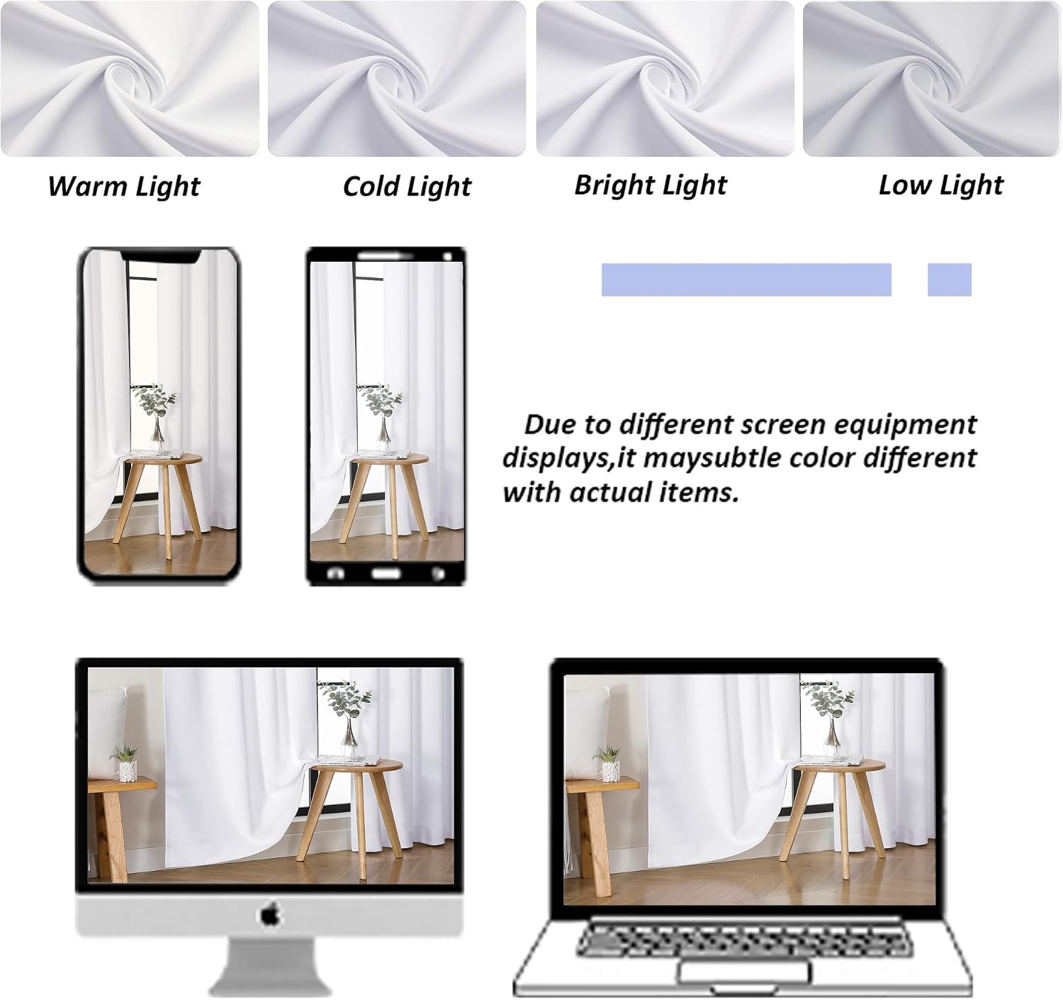 Simplebrand Ava Pure White Light Filtering Curtains for Bedroom 63 Inch Length 2 Panels Set, Solid Thermal Insulated Privacy Living Room Wi…