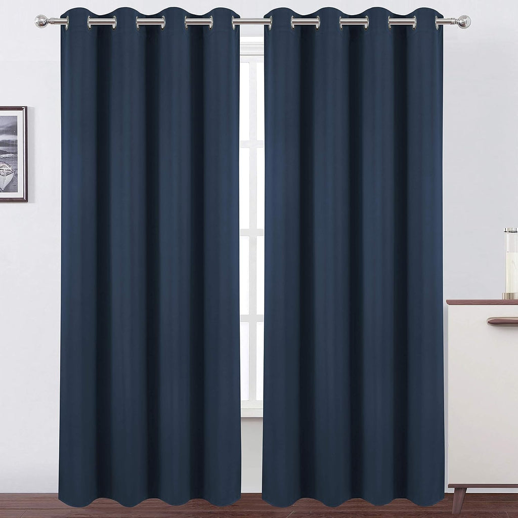 Lemomo Navy Blue Blackout Curtains 52 x 84 inch/Set of 2 Curtain Panels Room Darkening Bedroom Curtains 84 inch Blue