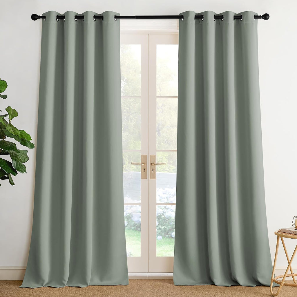 Nicetown Room Darkening Draperies Curtains Panels, 2 Panels Sage Green W52 x L90 Green