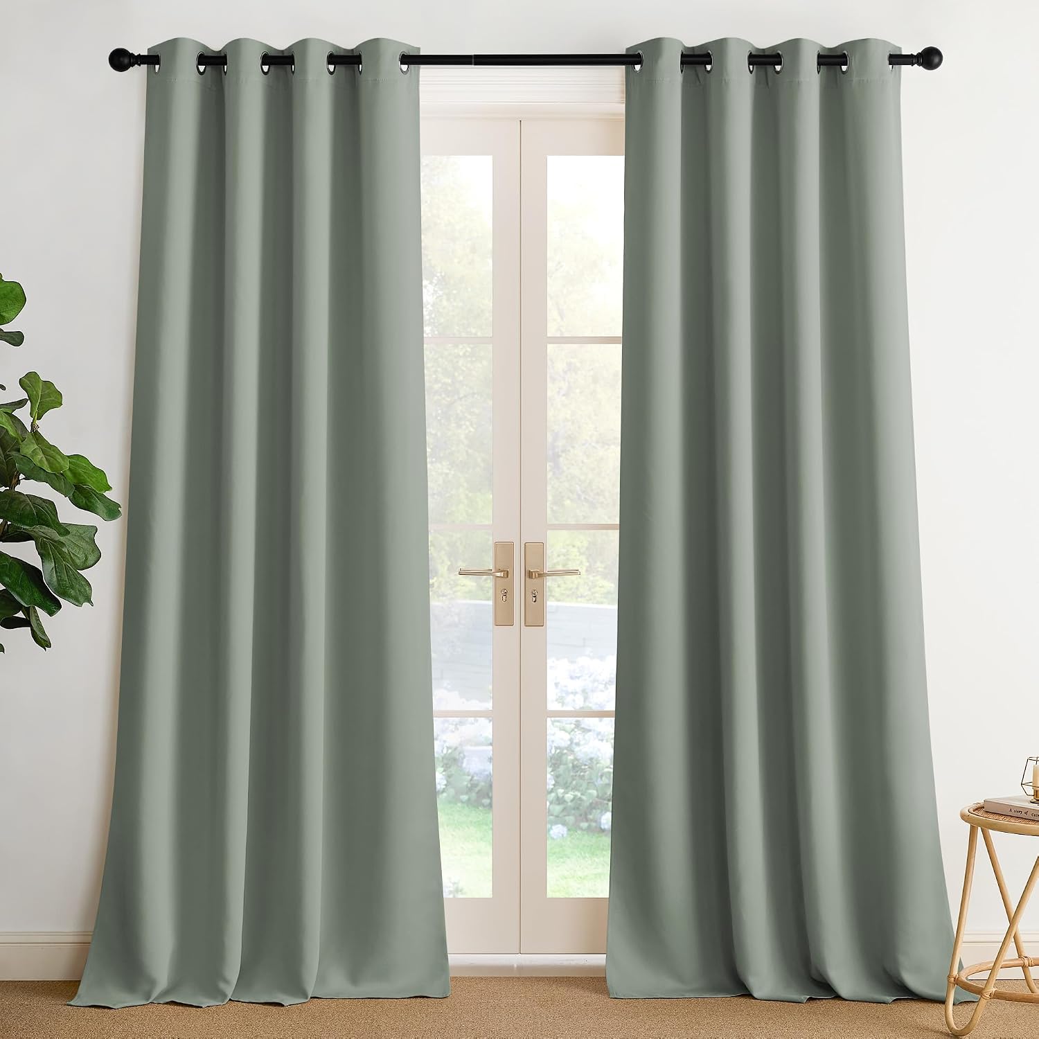 Nicetown Room Darkening Draperies Curtains Panels, 2 Panels Sage Green W52 x L90 Green