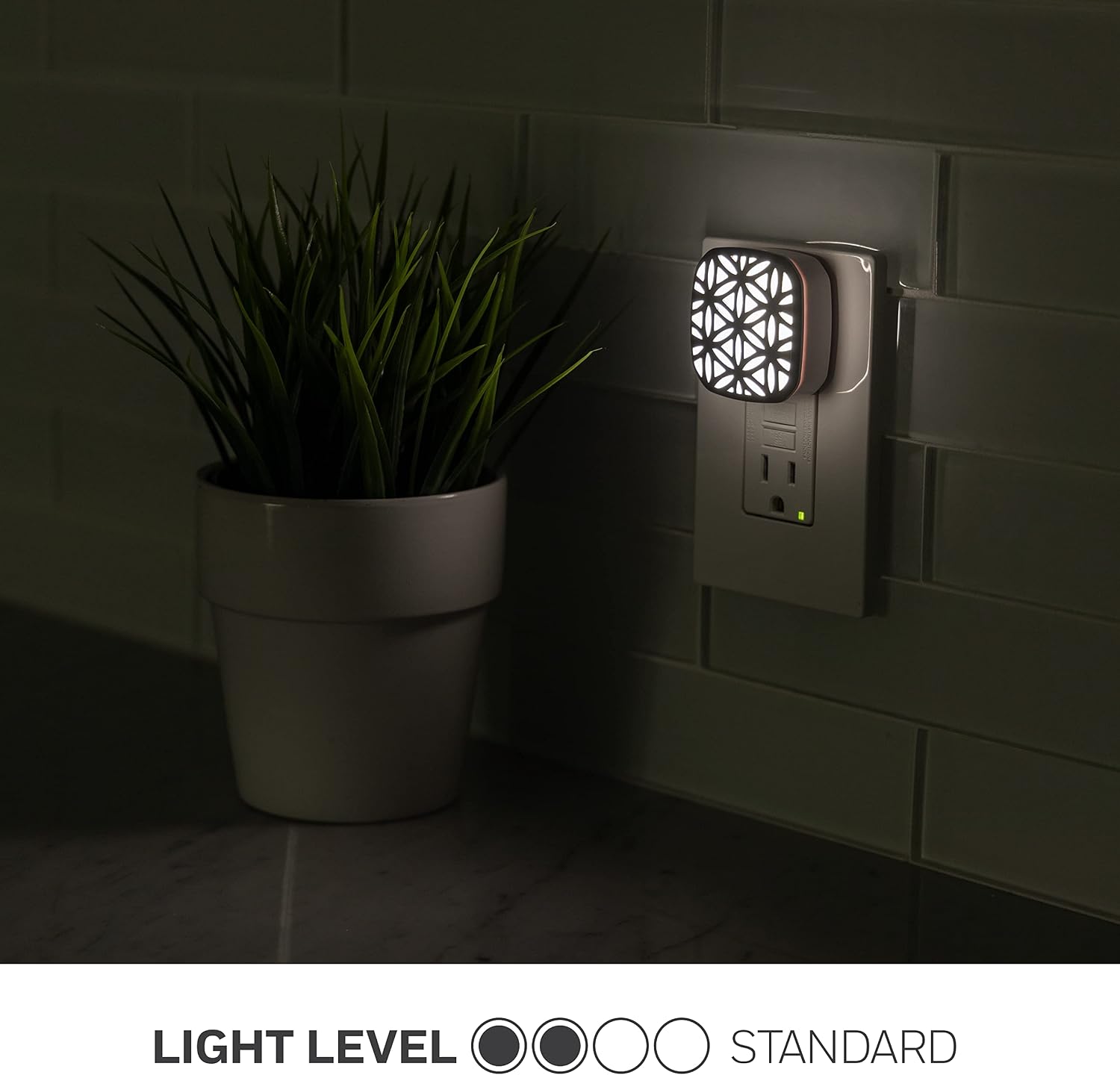 Lights by Night Decorative LED Night Light, Brushed Nickel Flower Design, Plug-in, Dusk to Dawn Sensor, UL-Certified, Home Decor, Ideal…
