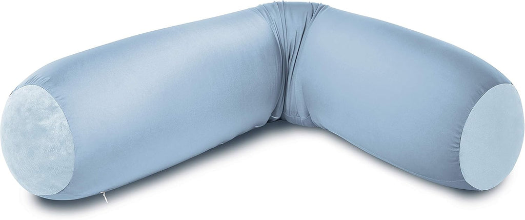 Deluxe Comfort Microbead Body Pillow (47" x 7") - Mooshi Squishy Soft - Prenatal Pregnancy Pillow, Light Blue