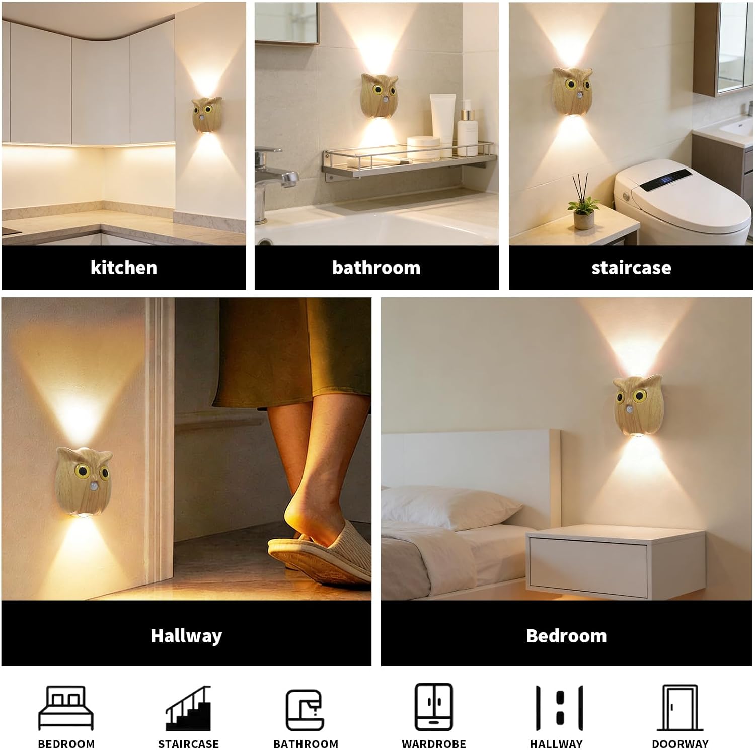 Motion Sensor Night Light: 1200mAh Rechargeable Wall Sconce 2pcs Magnetic Stair Lights Indoor Wireless Wall Sconces Night Light for…