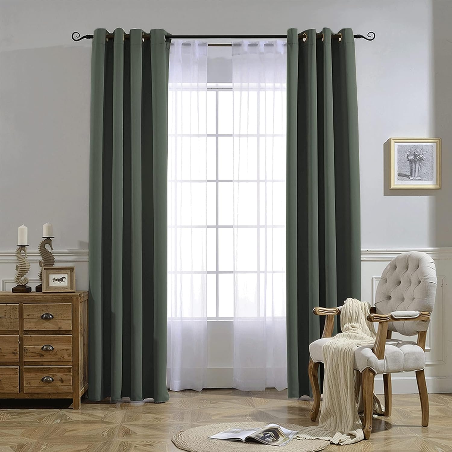 Nicetown Living Room Curtains 84 inch Long - Grommet Blackout Thermal Insulated Room Darkening Sound Blocking Window Drapes for Kids Room/B…