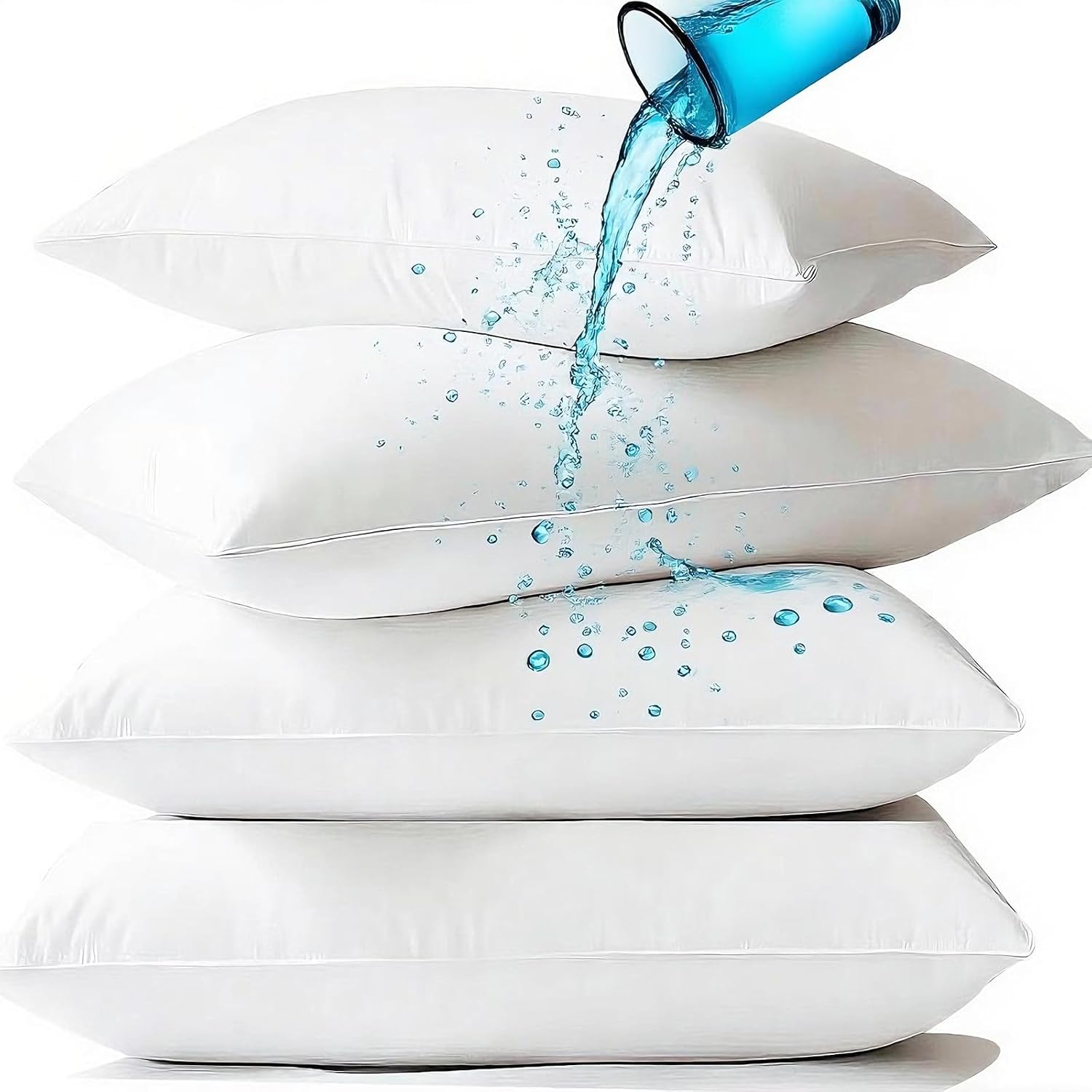 Waterproof Pillow Protectors Standard 20x28 Inches 4 Pack with Zipper Fully Sealed Dust Moisture Sweat Proof Pillow Case Cover Protector…