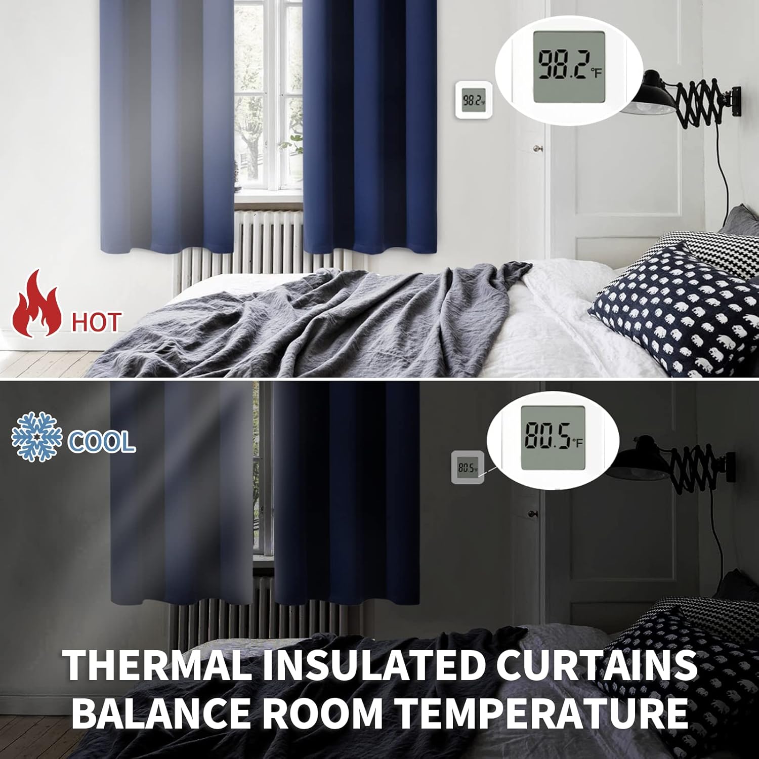 BGment Blackout Curtains for Bedroom 63 Inches Long - Navy Blue Room Darkening Thermal Insulated Sunlight Blocking Grommet Window Drapes fo…