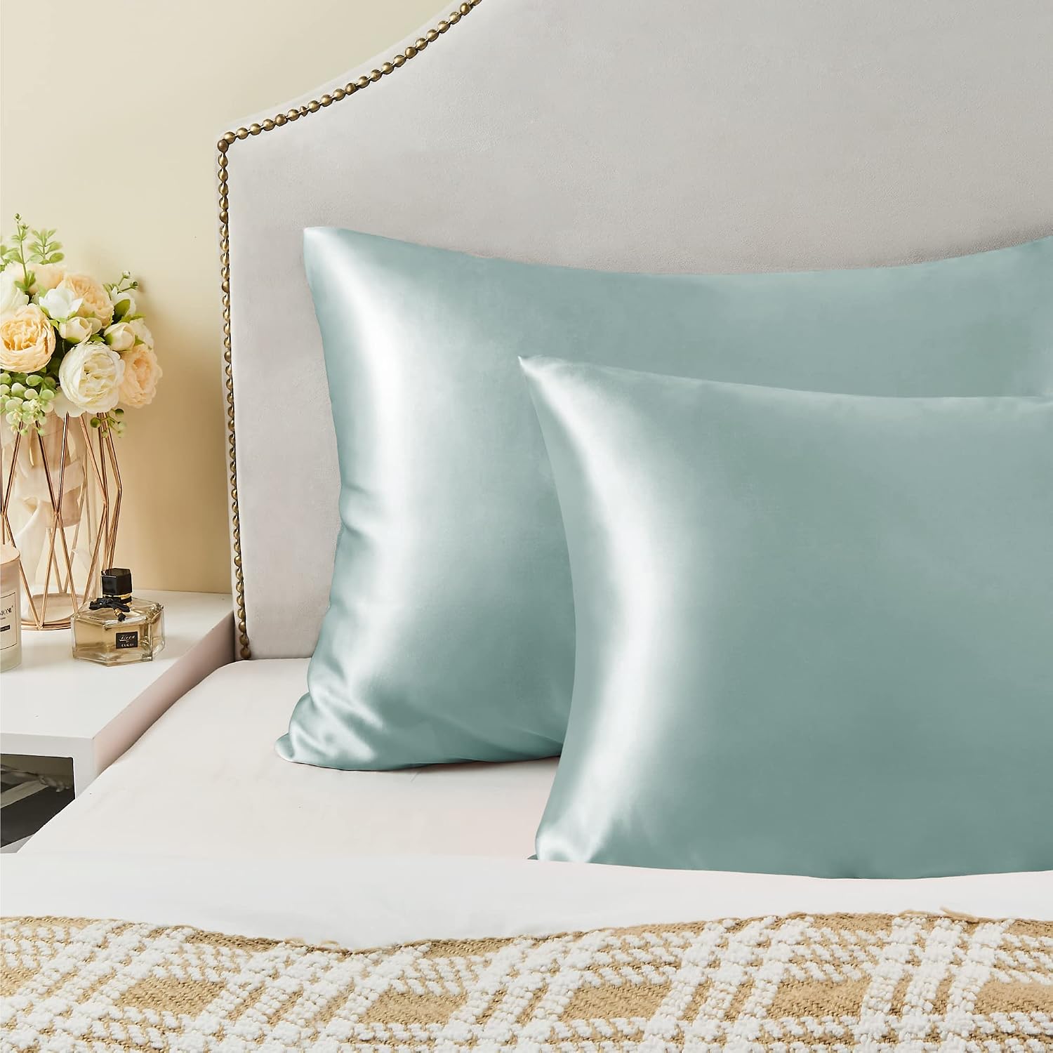 Bedelite Satin Pillowcase for Hair and Skin, Super Soft and Cooling Similar to Silk Pillow Cases 2 Pack with Envelope Closure, Gift for Wom…