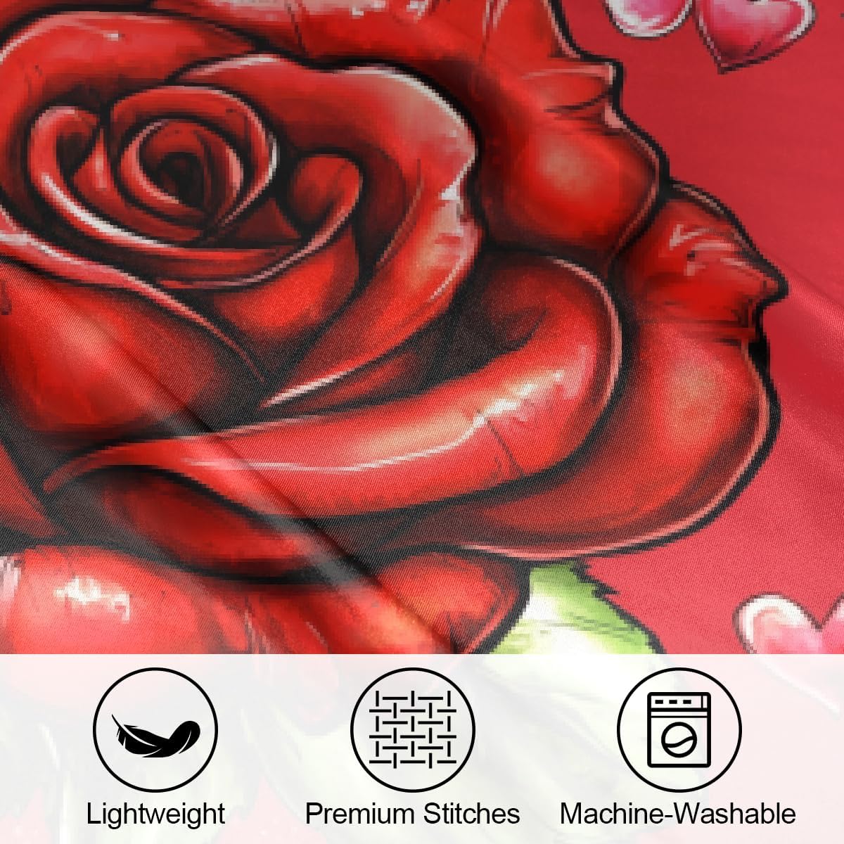Valentine Red Roses Satin Silk Pillowcase for Hair & Skin Pillow Cases Standard Size Soft Silk Pillow Case with Envelope Closure Satin…