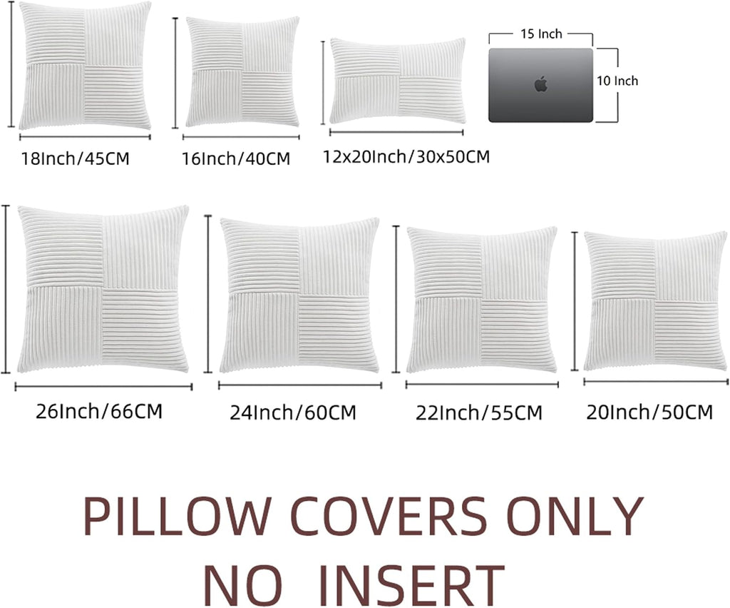 Fancy Homi 2 Packs White Samll Decorative Throw Pillow Covers 12x12 Inch with for Couch Bed Sofa, Rustic Farmhouse Boho Home Decor, Soft…