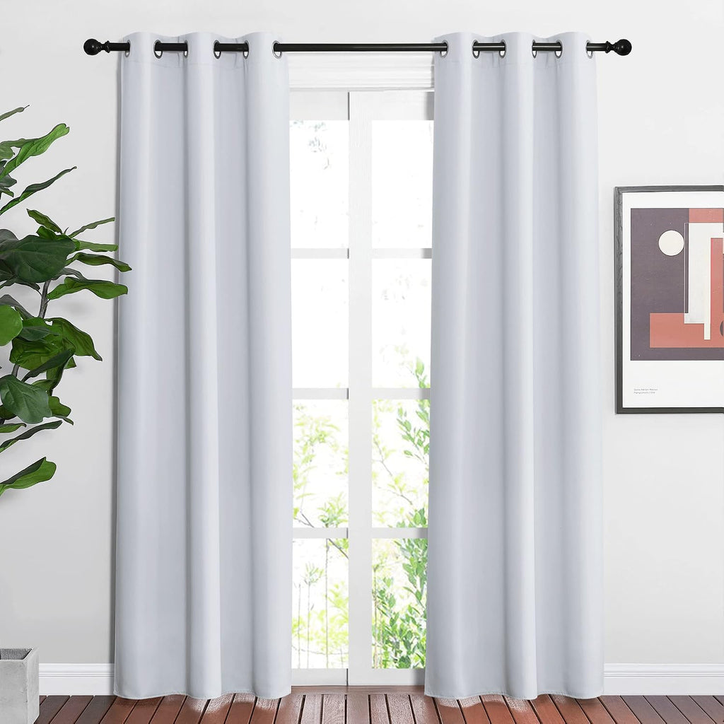 Nicetown Room Darkening Curtains for Living Room - easy maintenance Solid Thermal Insulated Silver Grommet Light Blocking Vertical Drapes…