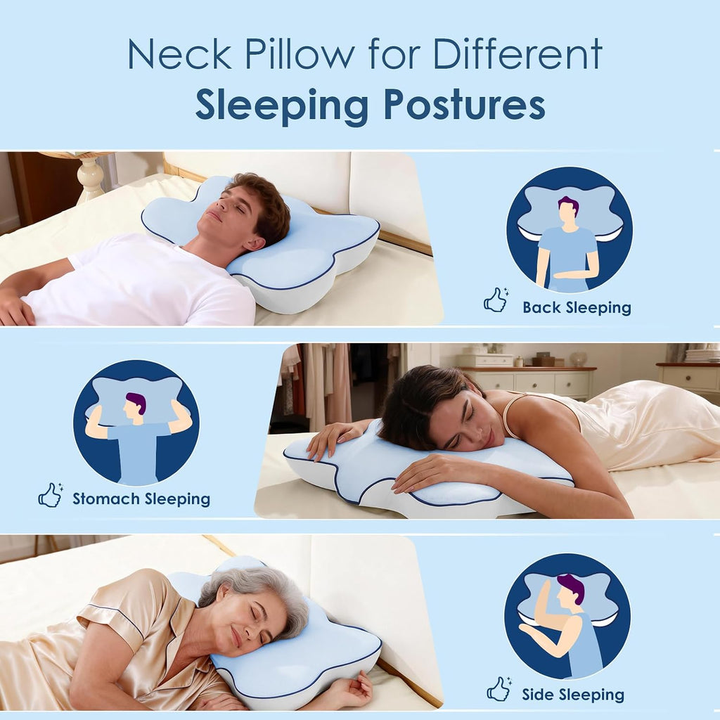 jiaao Cervical Pillow for Neck and Shoulder, Ergonomic Side Sleeper Pillow for, Cooling Memory Foam Pillows for Sleeping, Contour Pillow O…