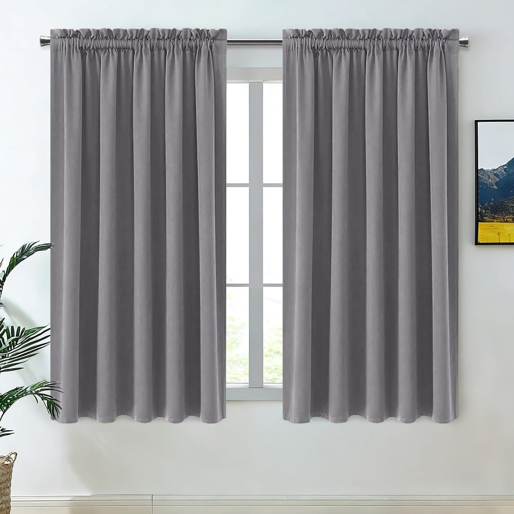 DWCN Blackout Curtains for Living Room Thermal Insulated, Energy Saving & Noise Reducing Bedroom Curtains, Grey, W 70x L 63 Inch, Set of…