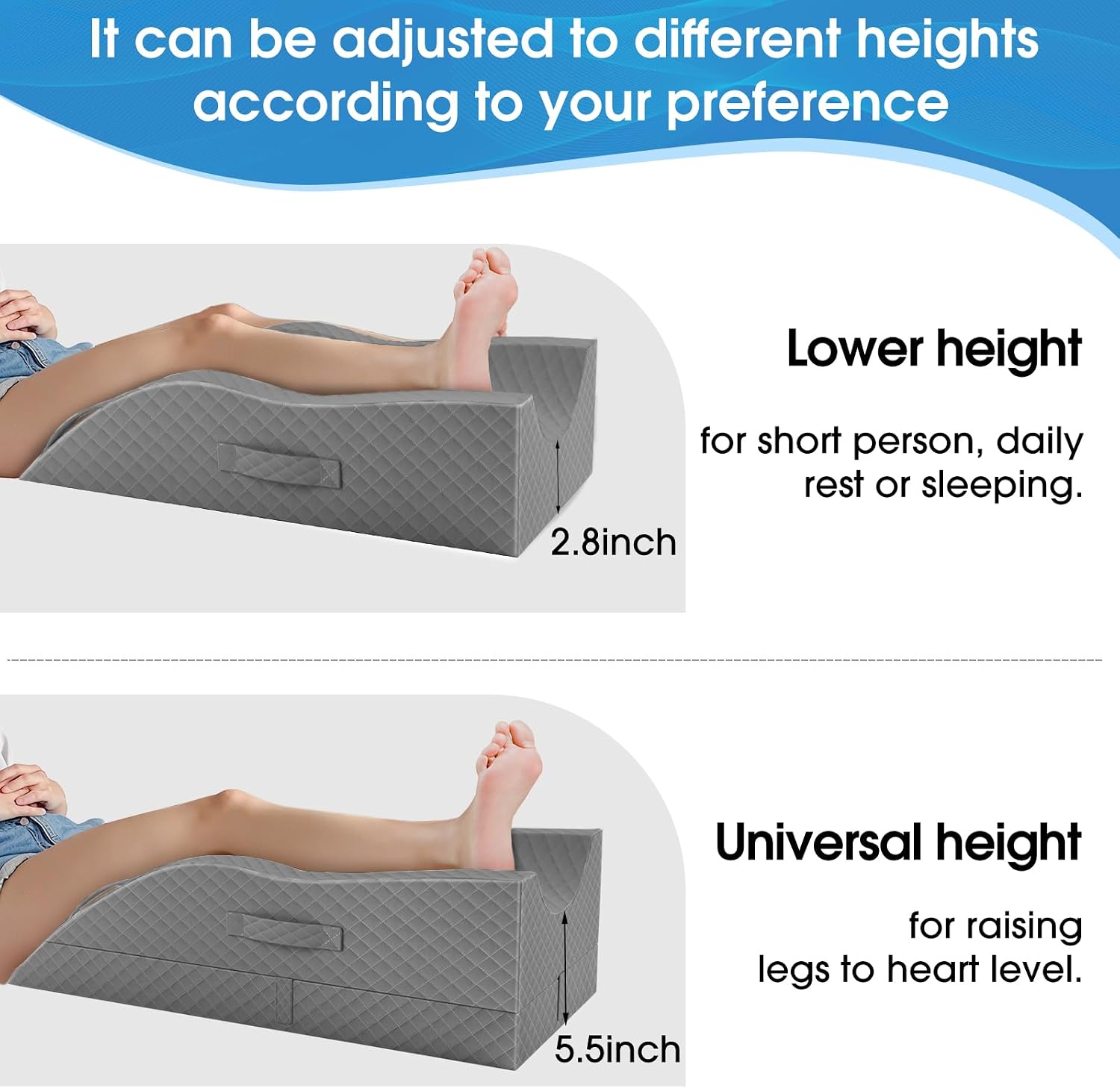 TranquilRelax TranquilRelax Elevation Pillows for Leg After Surgery, Memory Foam Adjustable Wedge Pillow for Injury or Rest, Ankle P…