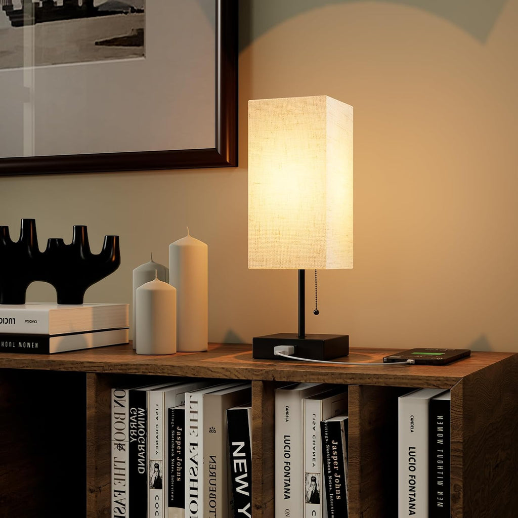 YIDPU Table Lamp for Bedroom, Nightstand Lamp for Bedside with AC Outlets, Adjustable 3color LED Light Desk Lamp for Home Decor, Included…
