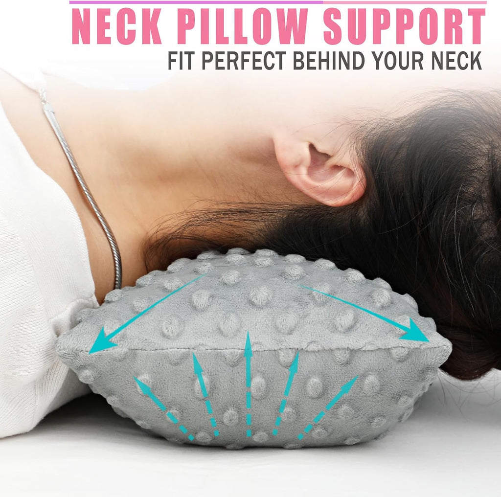 BNRendles Small Neck Pillow for Recliner Chair Neck Support Pillows Plump Adjustable Filling Nap Airplane Sleeping Little Cushion Minky Dot…