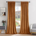MIULEE Gold Brown Velvet Curtains Thermal Insulated Blackout Curtain Fall Drapes for Bedroom Living Room Darkening 96 Inches Long…