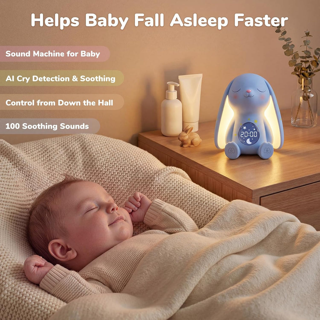 Mewaii Mom's Choice Awards丨Bunny White Noise Sound Machine Baby for Sleep- AI Cry Detection, 100 Soothing Sounds, Full APP Access Included,…