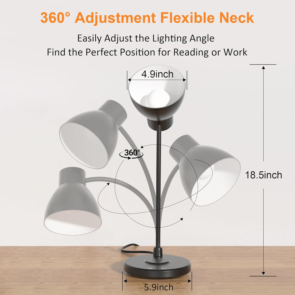 Desk Lamps for Home Office - LED Desk Lamp with Wireless Charger, 3 Color Modes Dimmable Eye-Caring Study Reading Desk Light, Small…