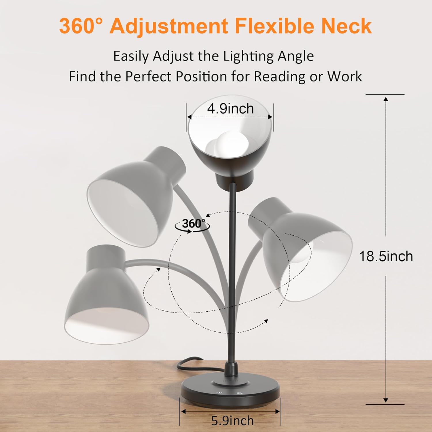 Desk Lamps for Home Office - LED Desk Lamp with Wireless Charger, 3 Color Modes Dimmable Eye-Caring Study Reading Desk Light, Small…