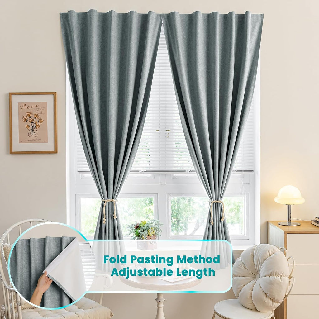 100% Blackout Self Adhesive Portable Curtains for Bedroom Easy to Install Window Thermal Lnsulated Kitchen Room Darkening Small Window…