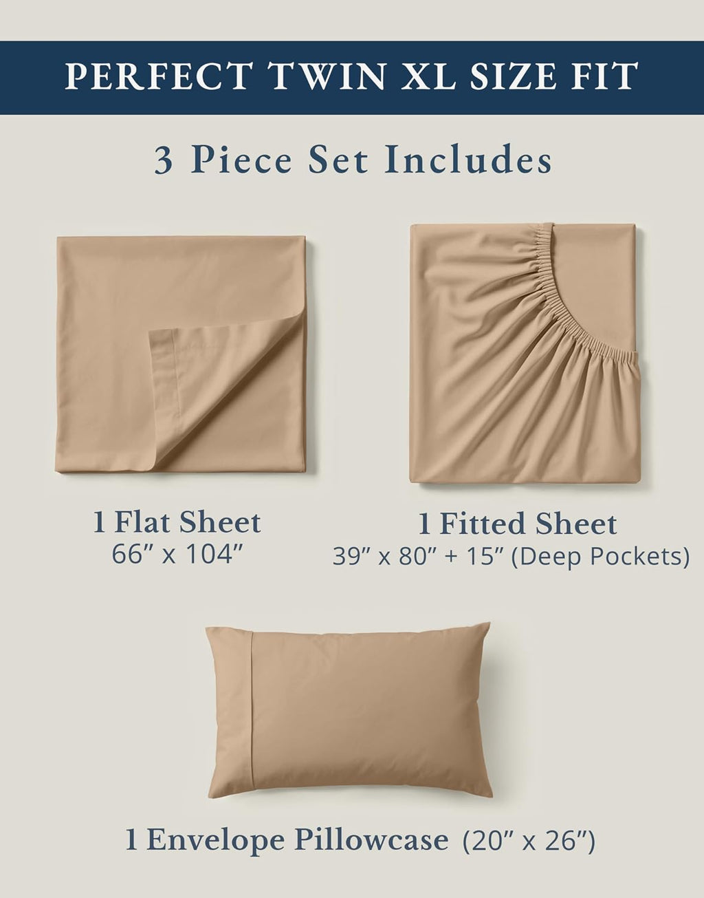 LaneLinen LANE LINEN 100% Organic Cotton Twin XL Sheets Set, Fully Elasticized Bed Sheets Set Twin XL Size Perfetct for Hospital beds, Deep…