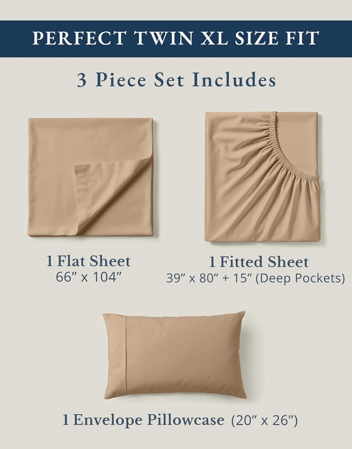 LaneLinen LANE LINEN 100% Organic Cotton Twin XL Sheets Set, Fully Elasticized Bed Sheets Set Twin XL Size Perfetct for Hospital beds, Deep…