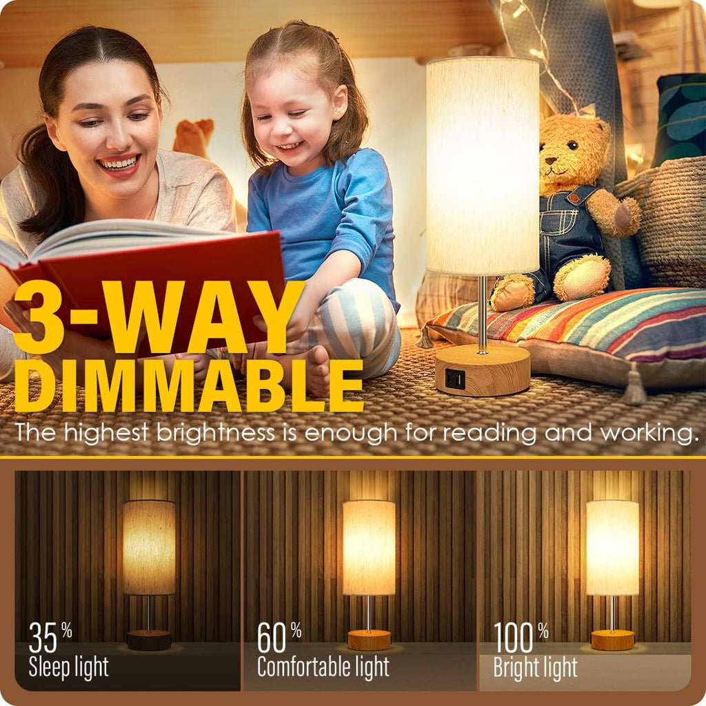 Yarra-Decor Bedside Lamp with USB A+C Charging Ports & AC Outlet Touch Control Table Lamp for Bedroom 3 Way Dimmable Nightstand Lamp with…