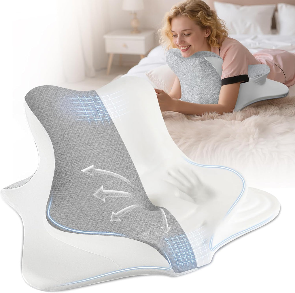 Ciavca Reading Pillow for Bed Adult Rest, Ergonomic Memory Foam Bed Reading Pillow Back Support, Headboard Wedge Pillows for Sitting Up, Ch…