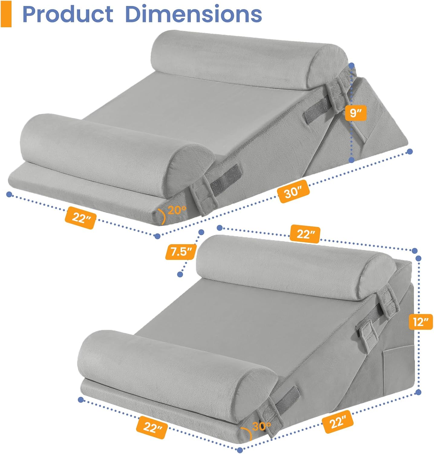 Sasttie Wedge Pillow Set for After Surgery, 3PCS Adjustable Bed Wedge Pillow Headboard with Memory Foam Neck Cushion – for Acid Reflux, Sle…