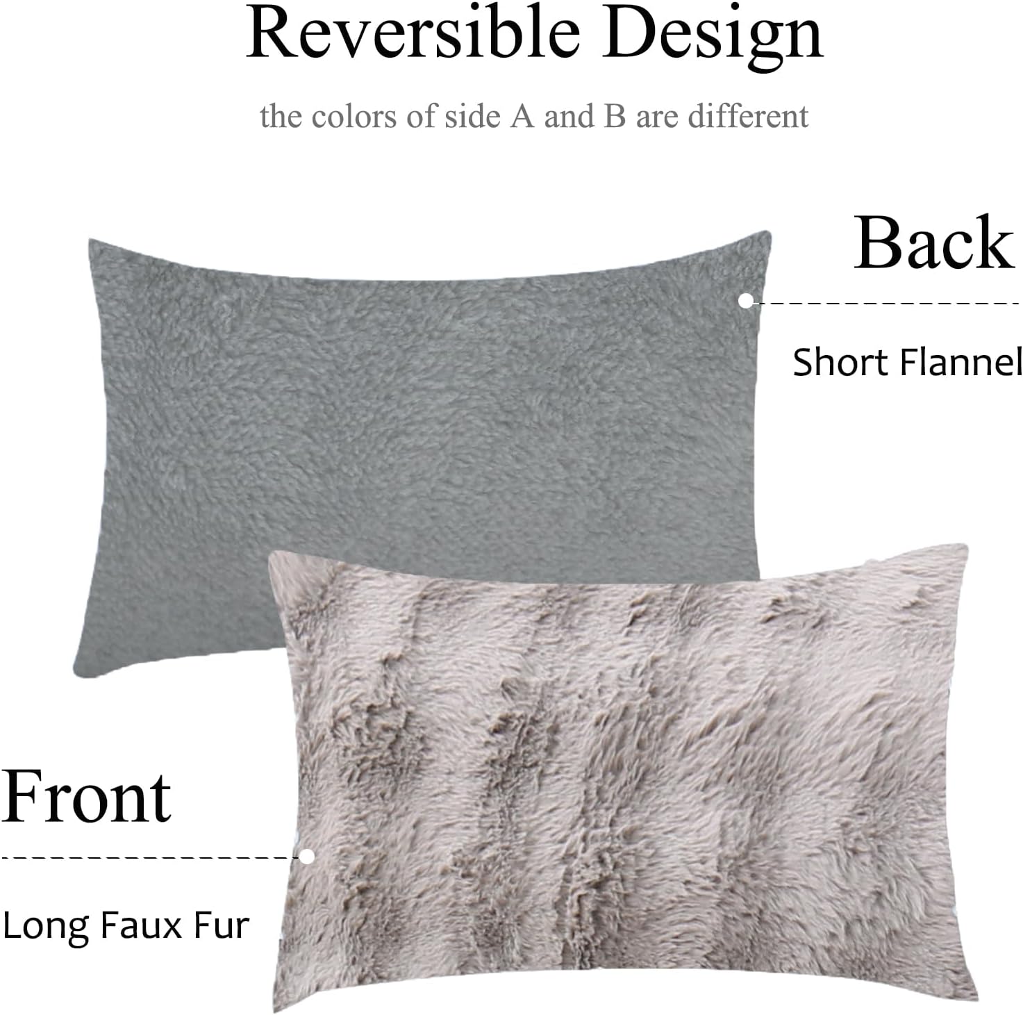 Chumerry Gray Faux Fur Body Pillow Cover 1 Piece, Soft Cozy Plush Shaggy Body Pillowcase Long Pillow Case, Plaid Geometric Decorative Bed P…