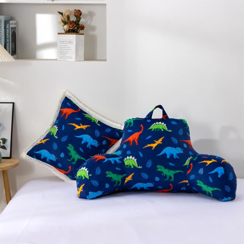 Holawakaka Colorful Dinosaur Plush Reading Pillow for Kids – Backrest Support Pillow with Decorative Pillowcase for Sitting up in Bed, Couc…
