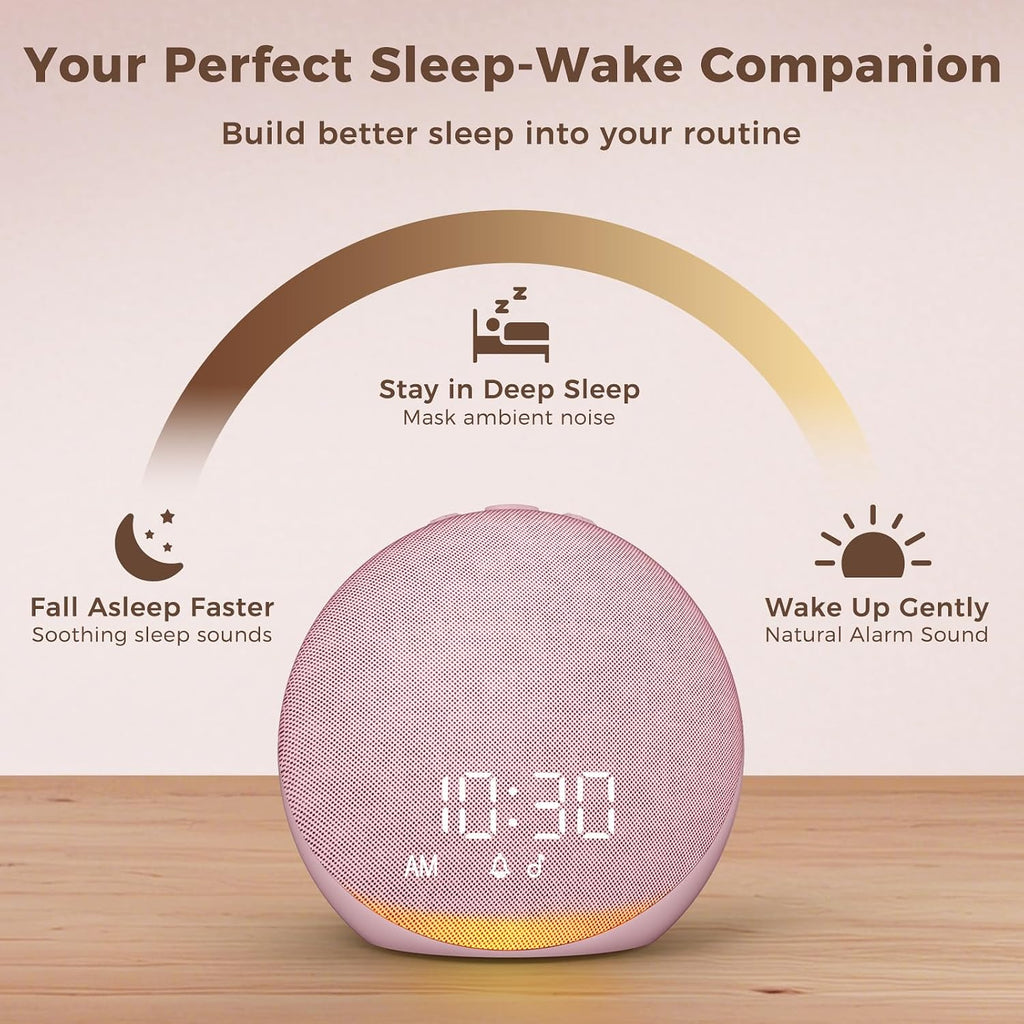 Acedeck Sound Machine Alarm Clock for Bedroom: 25 Natural Sleep Sounds - White Noise Machine for Adults Kids Baby - Gentle Wake Up Alarm wi…