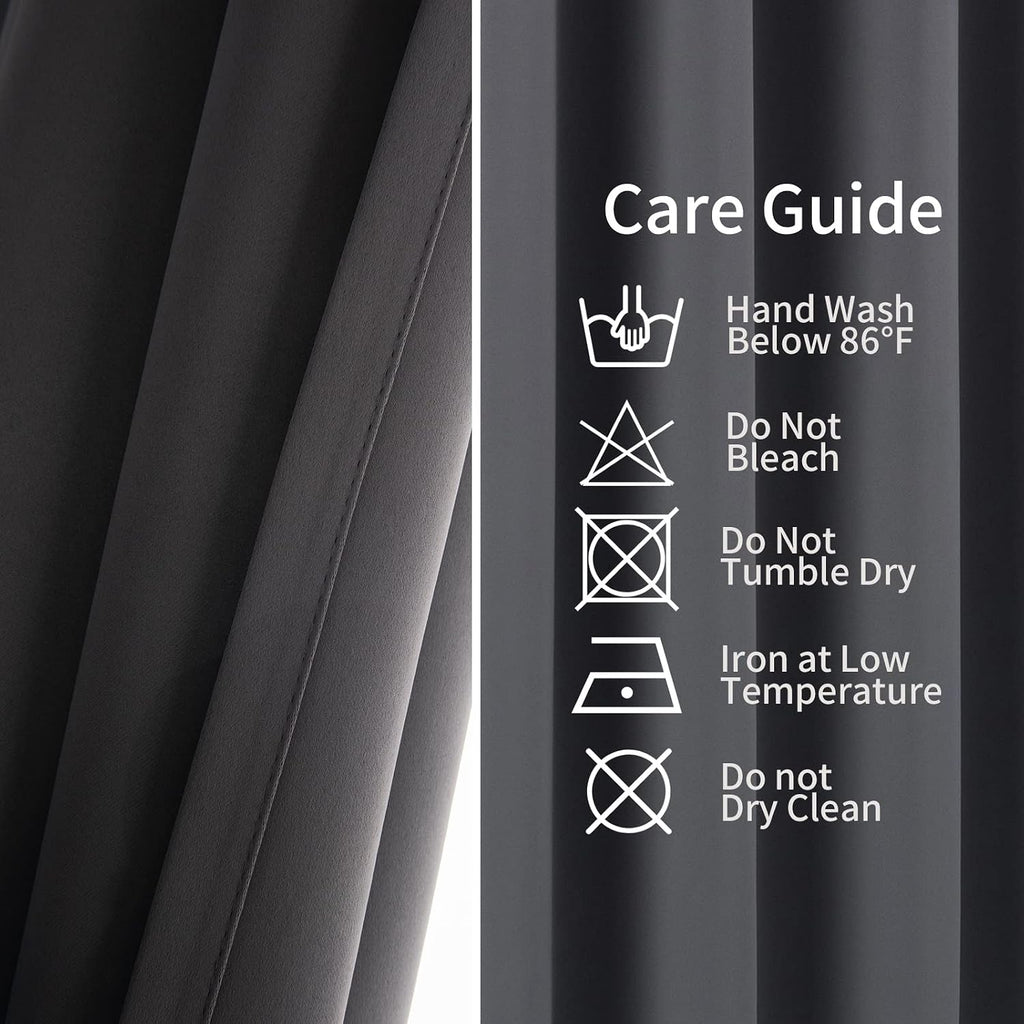 Pickluc Grey Blackout Curtain Panels with Grommet, Light Blocking Drapes for Living Room, Thermal Insulated, Noise Reduction, Privacy Prote…