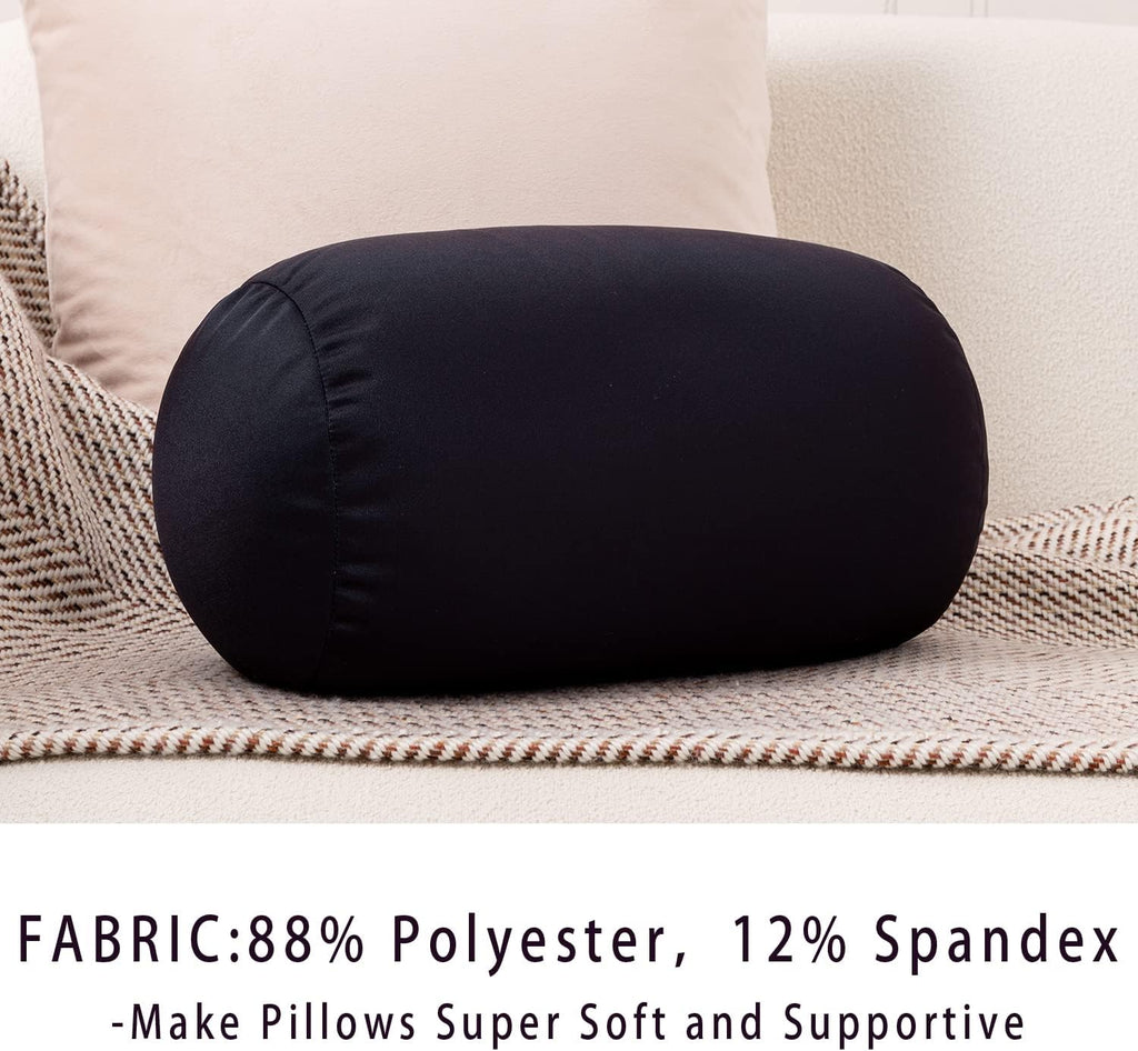 Squish Bean Bed Microbead Pillow Bolster Tube Body Pillow Smooth Cool Touch Fabric Neck & Back Support Throw Travel Pillow Fun Colors…