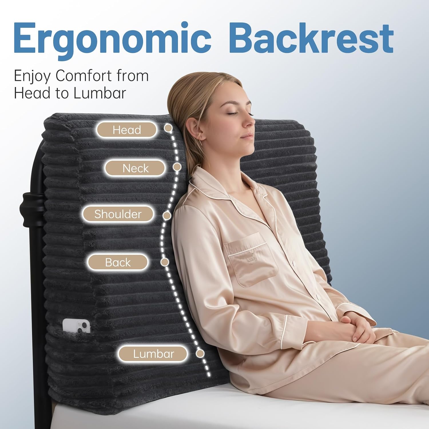 ENITYA Headboard Pillow Twin, 39"x24"x8" Dorm Headboard for Sitting up, Reading & Studying, Ergonomic Triangle Backrest with Removable…