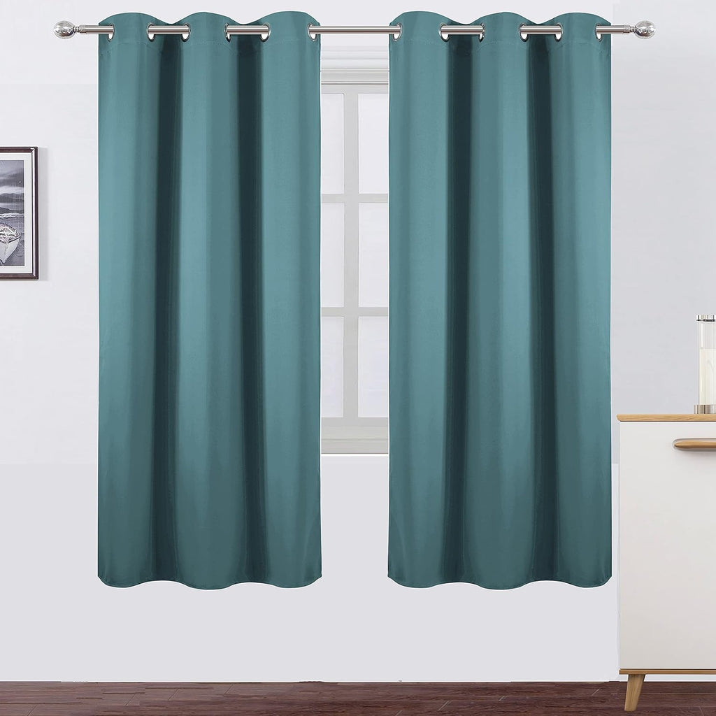 Lemomo Sea Teal Thermal Blackout Curtains/42 x 72 Inch/Set of 2 Panels Room Darkening Curtains for Bedroom 72 Inch silver