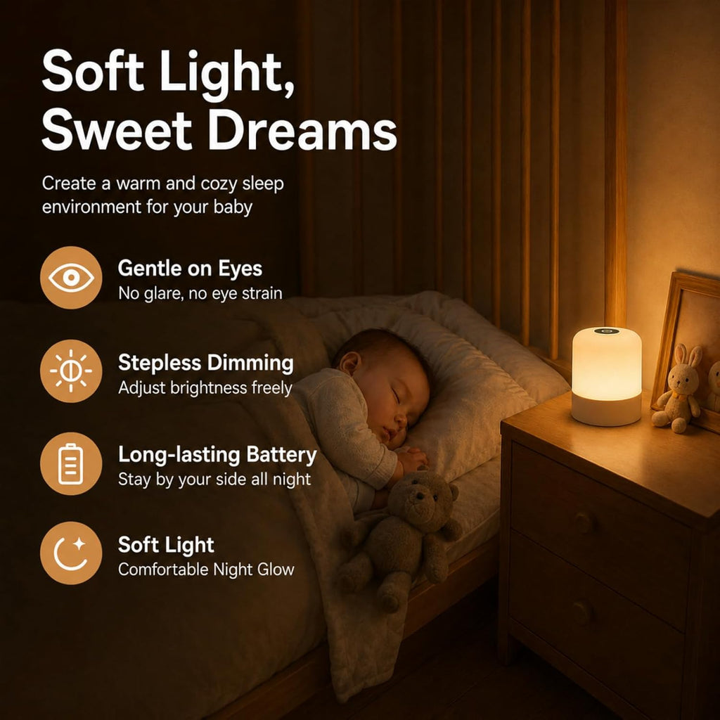 Portable Baby Night Light, 3 Color Egg Lights for Nursery, 2400mAh, Small Rechargeable LED Lamp, Dimmable Touch Nightlight for Newborn…