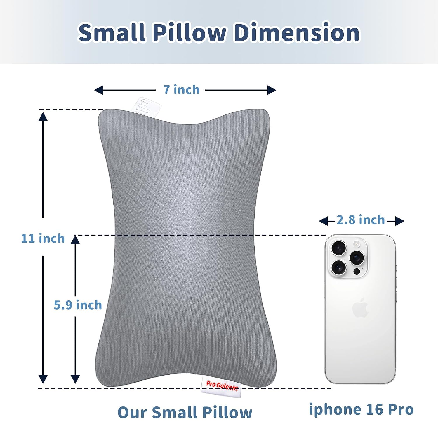 Pro Goleem Small Pillow 11"x7"x2.5" for Baby Sleeping with Name Tag Mini Tiny Pillow for Room Couch Sofa Chair and Outdoor Car Air Nap…