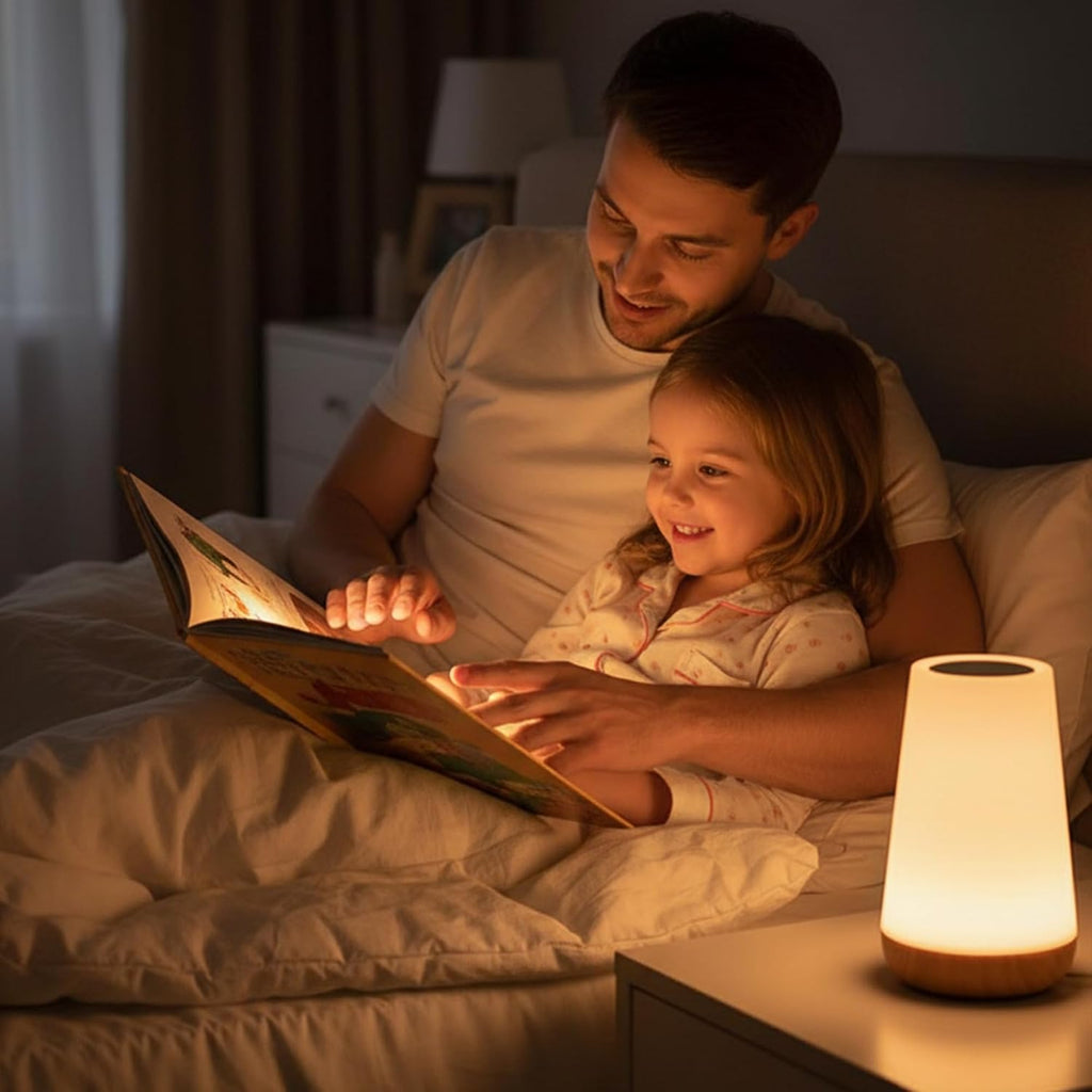 Kids Touch Night Light: Dimmable LED Bedside Lamp Eye-Caring Soft Warm USB Rechargeable Portable for Home Bedroom Living Room Camping
