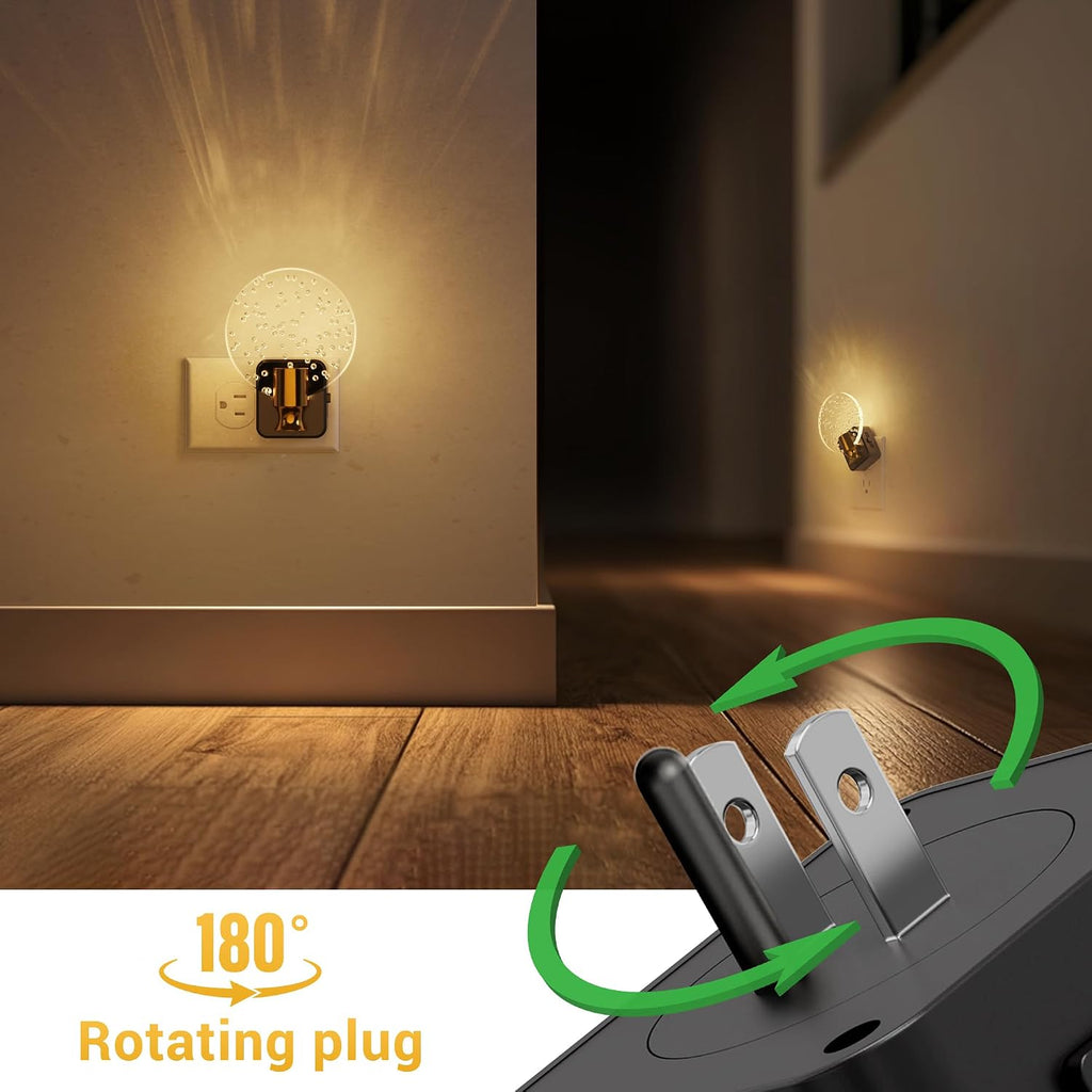 L LOHAS LED Night Lights Plug into Wall, Dusk to Dawn Sensor, 3000K Soft White LED, 180° Rotating Acrylic Bubble Nightlight, 0-100lm…