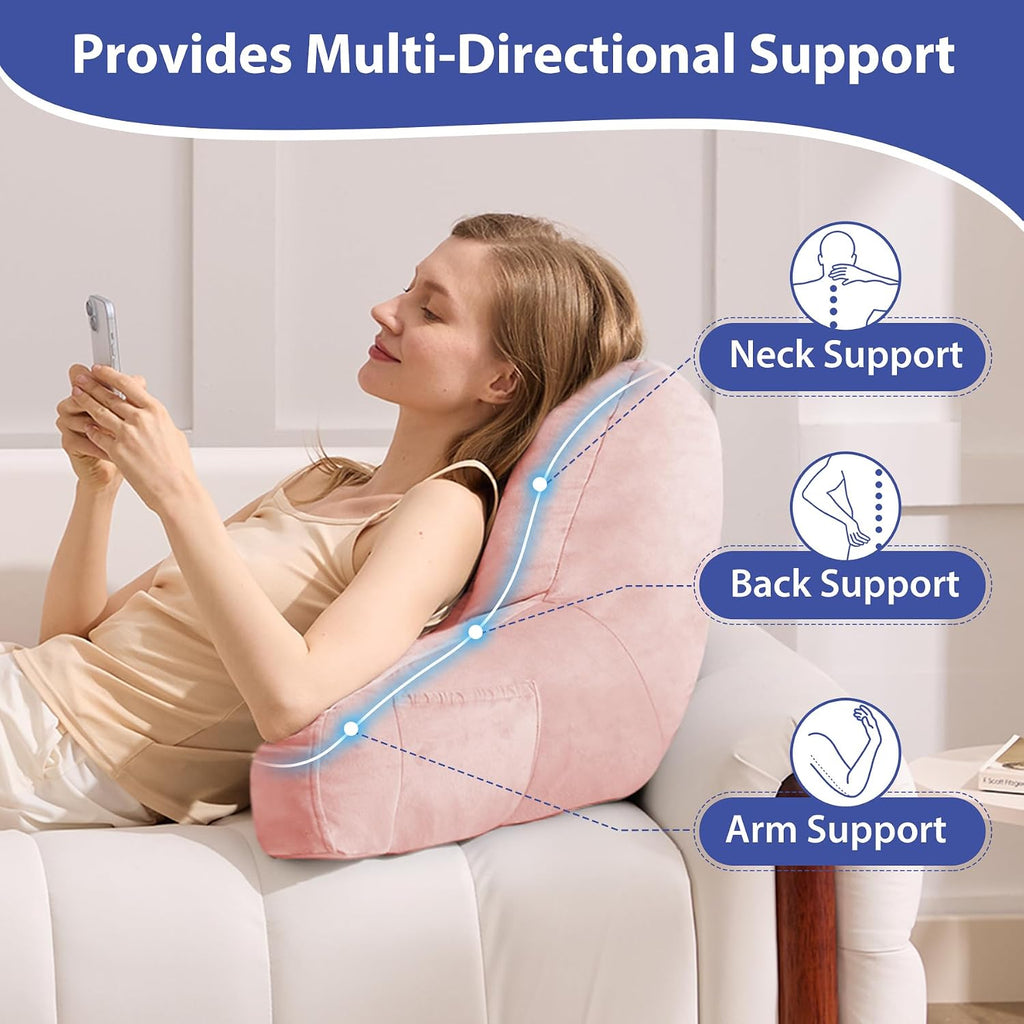 Iaseahk Back Pillow for Bed Sitting Up, Reading Pillows for Beds, Bed Pillow for Sitting up, Backrest Pillows with Arms for Adult, Filled w…