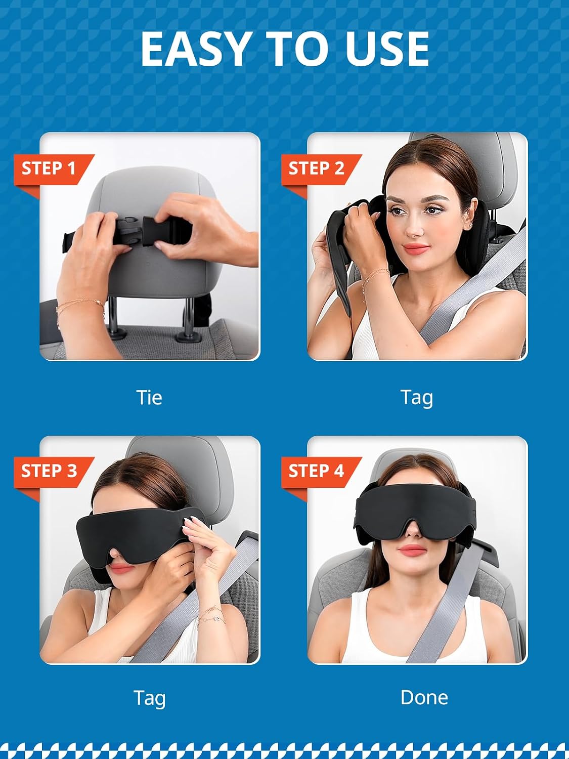 SARISUN Travel Pillow, Car Travel Pillow with 3D Eye Mask for Sleep, 360° Head Support Strap for All Car Seat, Road Trip Essentials, Stop…